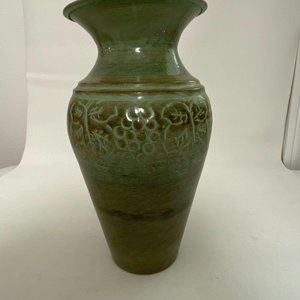 Metal Urn  Green/Aqua 10 inches Tall 5 Inch Diamet